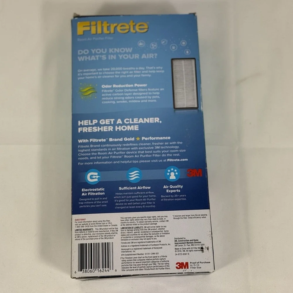 3M Filtrete A/D/H Allergen Reduction Plus Odor Reduction HEPA Type 95% Filter